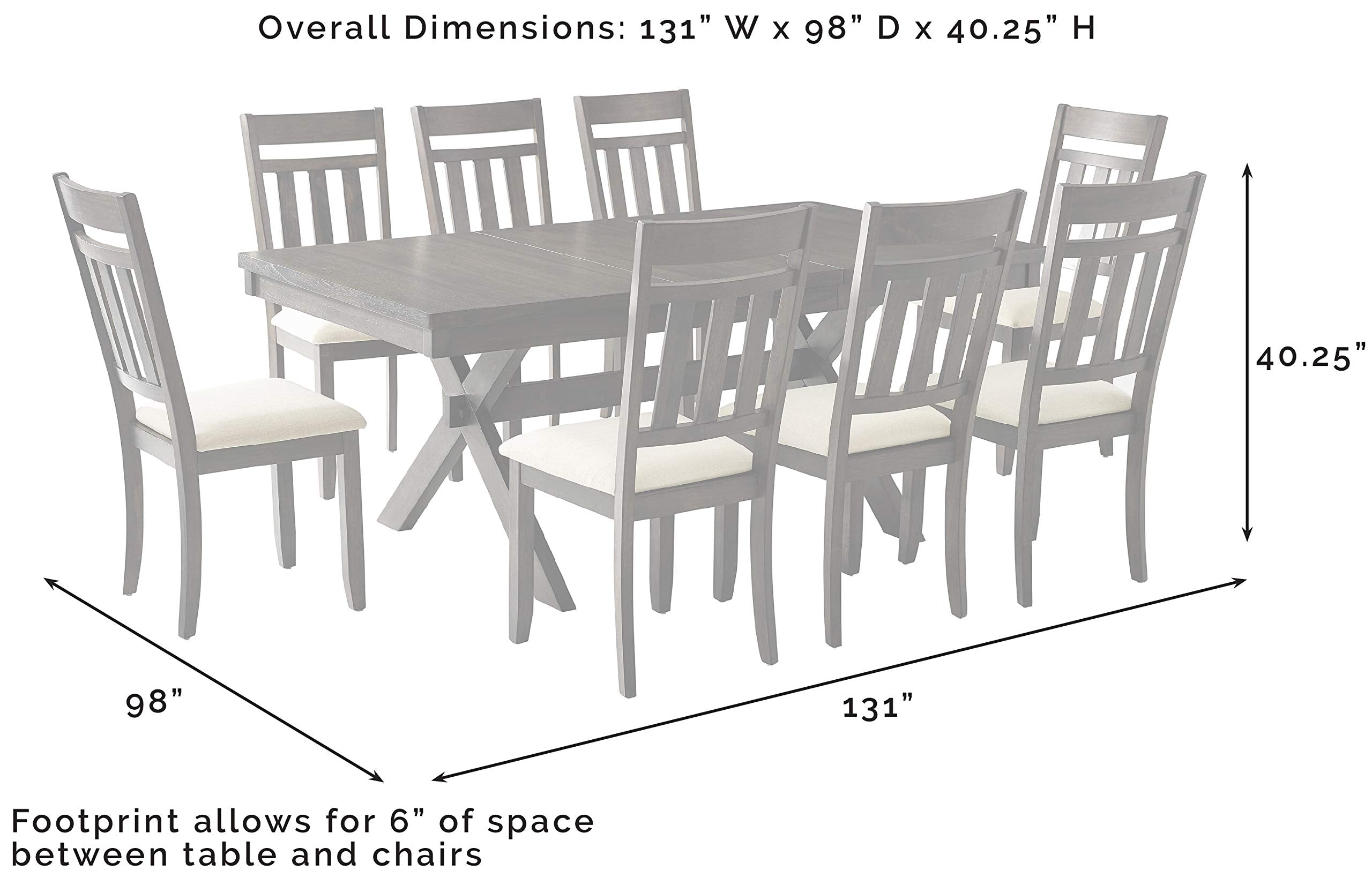 Crosley Furniture Hayden 9-Piece Modern Farmhouse Dining Table Set for 8 with Slat Back Chairs, Slate