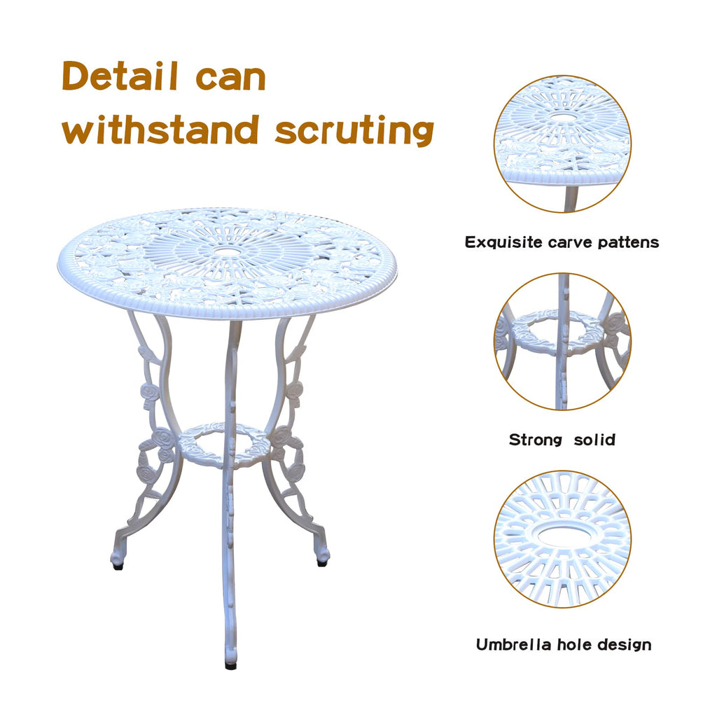 JARDIN DE CENTENNIAL Patio Bistro Set Cast Aluminum Rose White