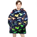 Rexeo Wearable Blanket Hoodie For Kids Fleece Sweatshirt Blanket Dinosaur Gifts For Boys Girls Flannel Hooded Blanket With Pocke