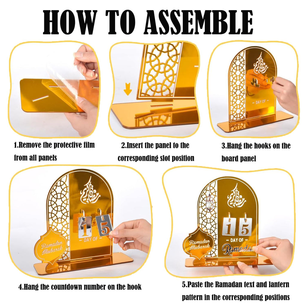 Seahuistar Ramadan Calendar Countdown Advent Calendars, 30 Days Til Eid, Acrylic Lantern Eid Mubarak Ornament Table Decor For Ei