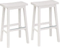 Amazon Basics Solid Wood Saddle-Seat Kitchen Island Counter Barstool, 29-Inch Height, White - Set of 2