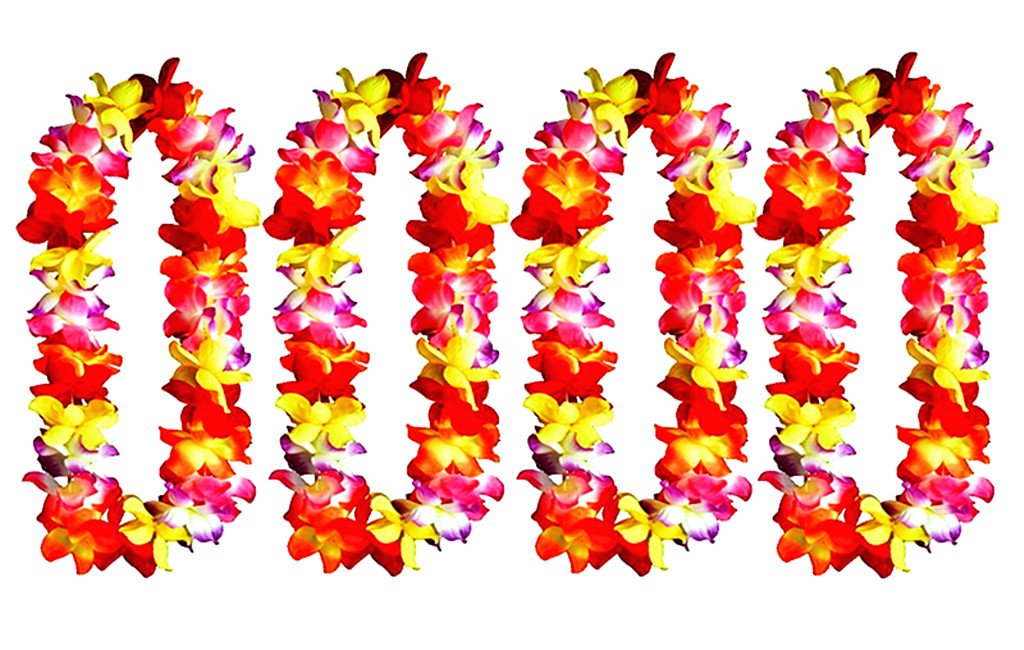 ALIMITOPIA Hawaiian Hula Leis Dance Wreath Garland Artificial Flowers Fabric Neck Loop for Luau Party Costumes (Multicolor;4pcs)