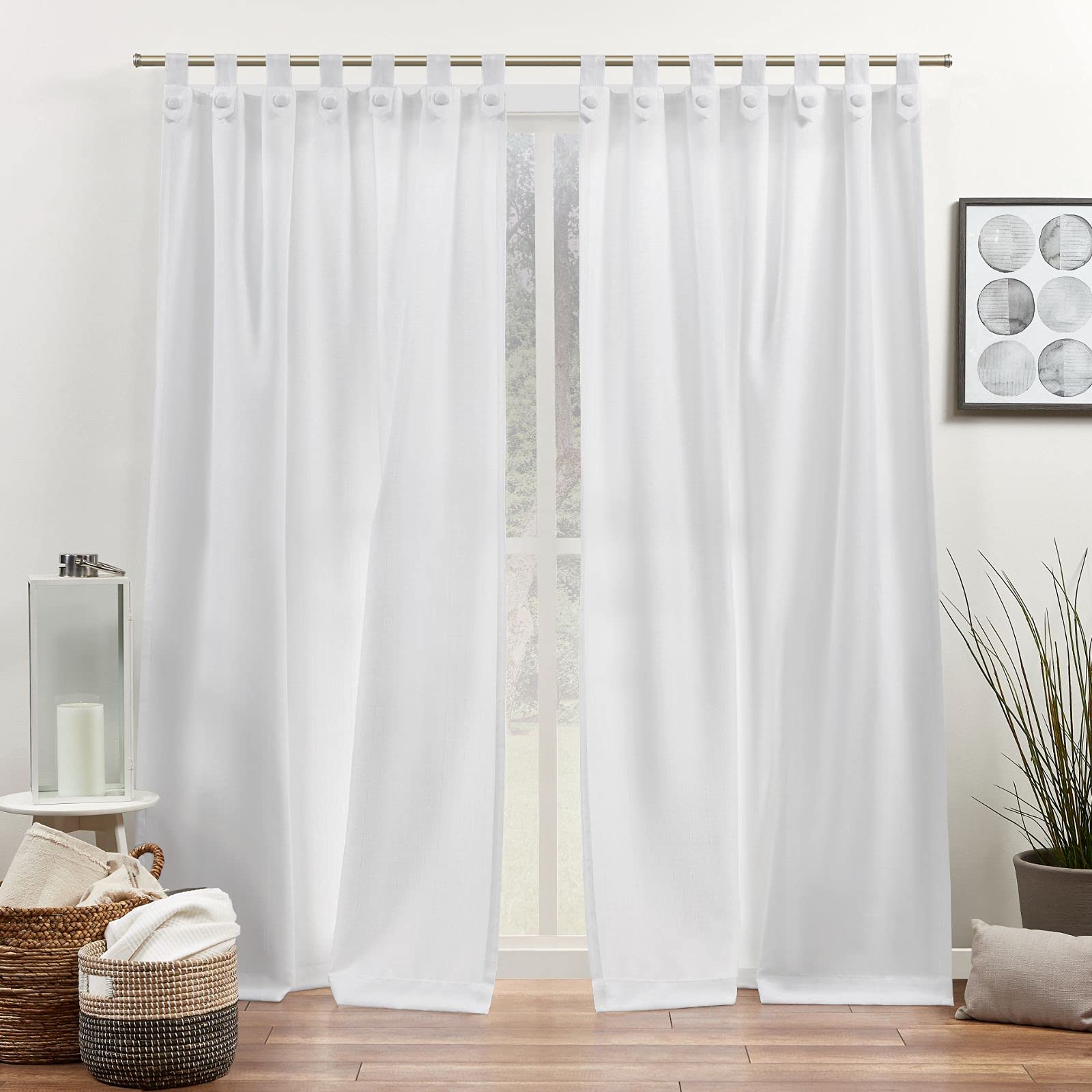 Exclusive Home Loha Tuxedo Tab Top Curtain Panel Pair, 54''x84'', Winter White