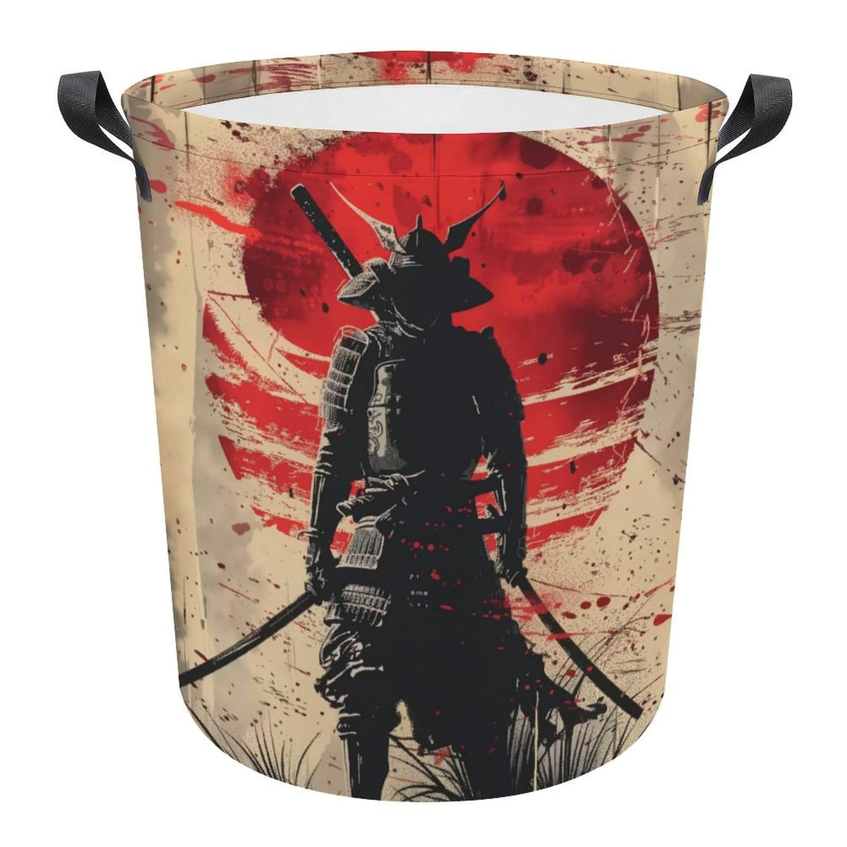 Japanese Samurai Retro Large Laundry Basket Laundry Hamper Bag Washing Bin Collapsible Tall With Handles Travel Bathroom College
