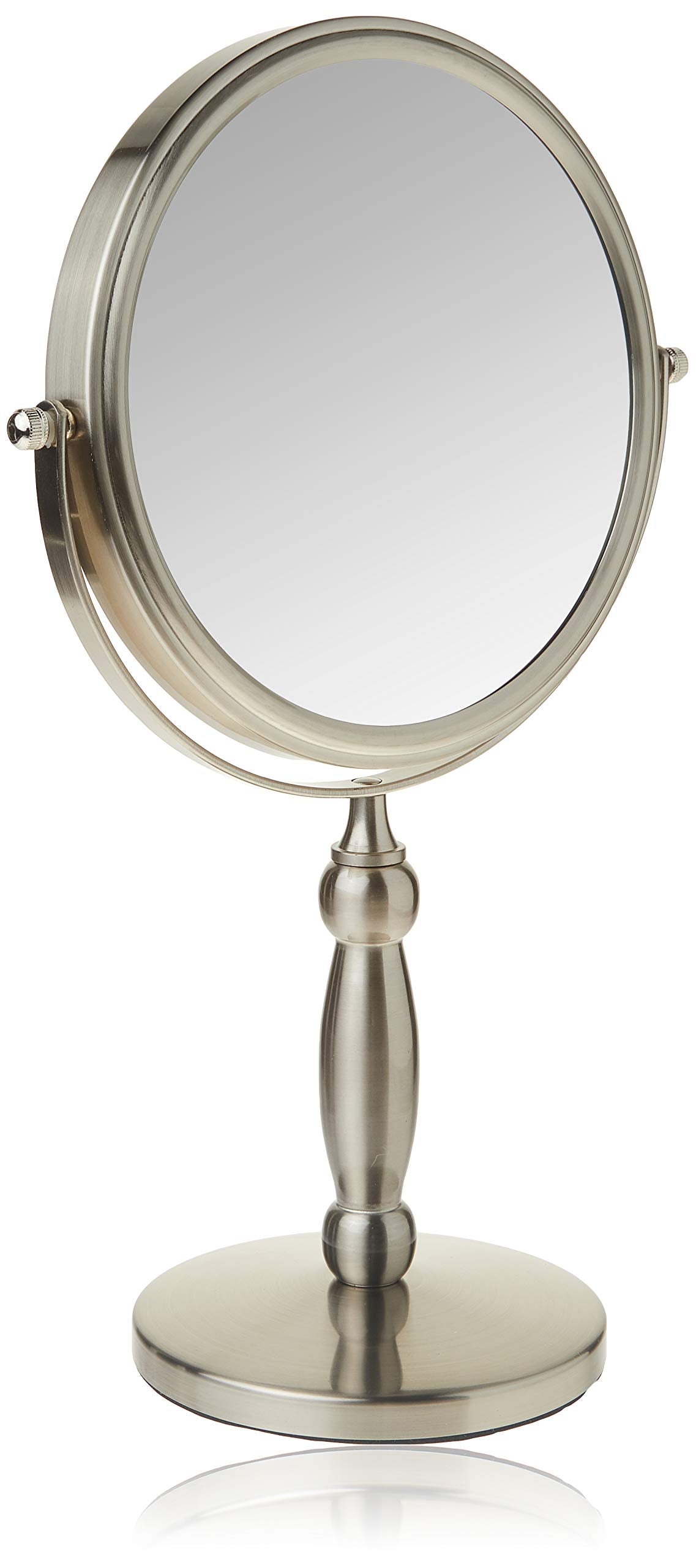 Floxite Dual Sided 1X And 15X Vanity Mirror, Brushed Nickel