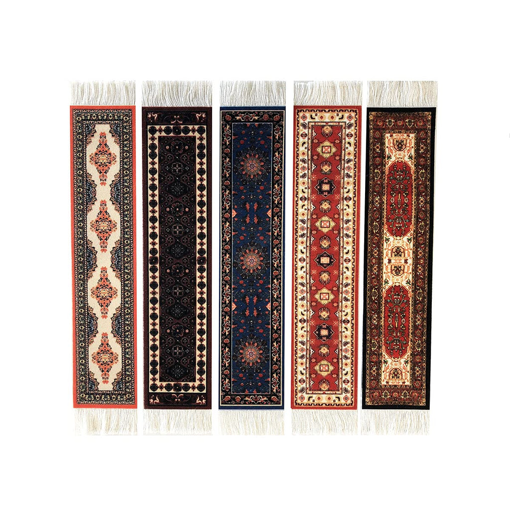 Set Of 5 Rug Bookmarks, Colorful Carpet Book Marks For Reading, Miniature Oriental Style Design, Novelty Office Accessories