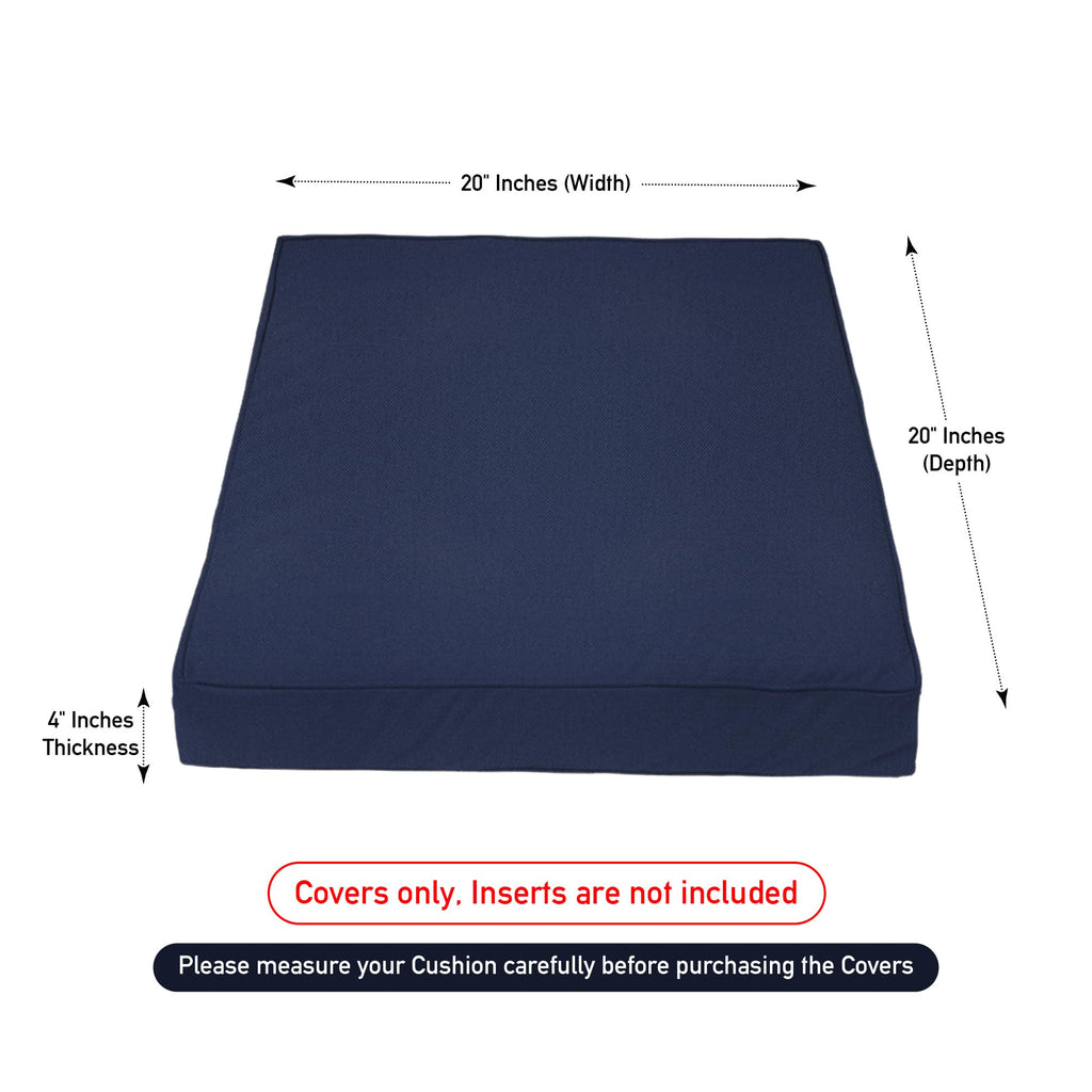 Covers & All Square Outdoor Cushion Covers For Patio Furniture Sets, Water, Tear & Uv Resistant Polyester Cushion Slipcover With Zippers (Pack Of 2) (20' L X 20' W X 4' Thick, Navy Blue)