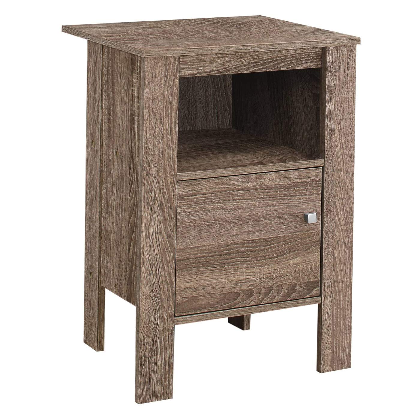 Monarch Specialties ACCENT TABLE-DARK TAUPE NIGHT STAND WITH STORAGE, 17.25 L x 14 D x 24.25 H