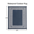 Rurality Outdoor Rugs 6X9 Waterproof For Patios Clearance,Plastic Straw Mats For Backyard,Porch,Deck,Balcony,Black And Beige