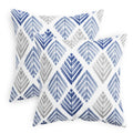 Calitime Throw Pillow Cases Pack Of 2 Cozy Fleece Two-Tone Geometric Tree Leaves Decorative Cushion Covers For Couch Bed Sofa Fa