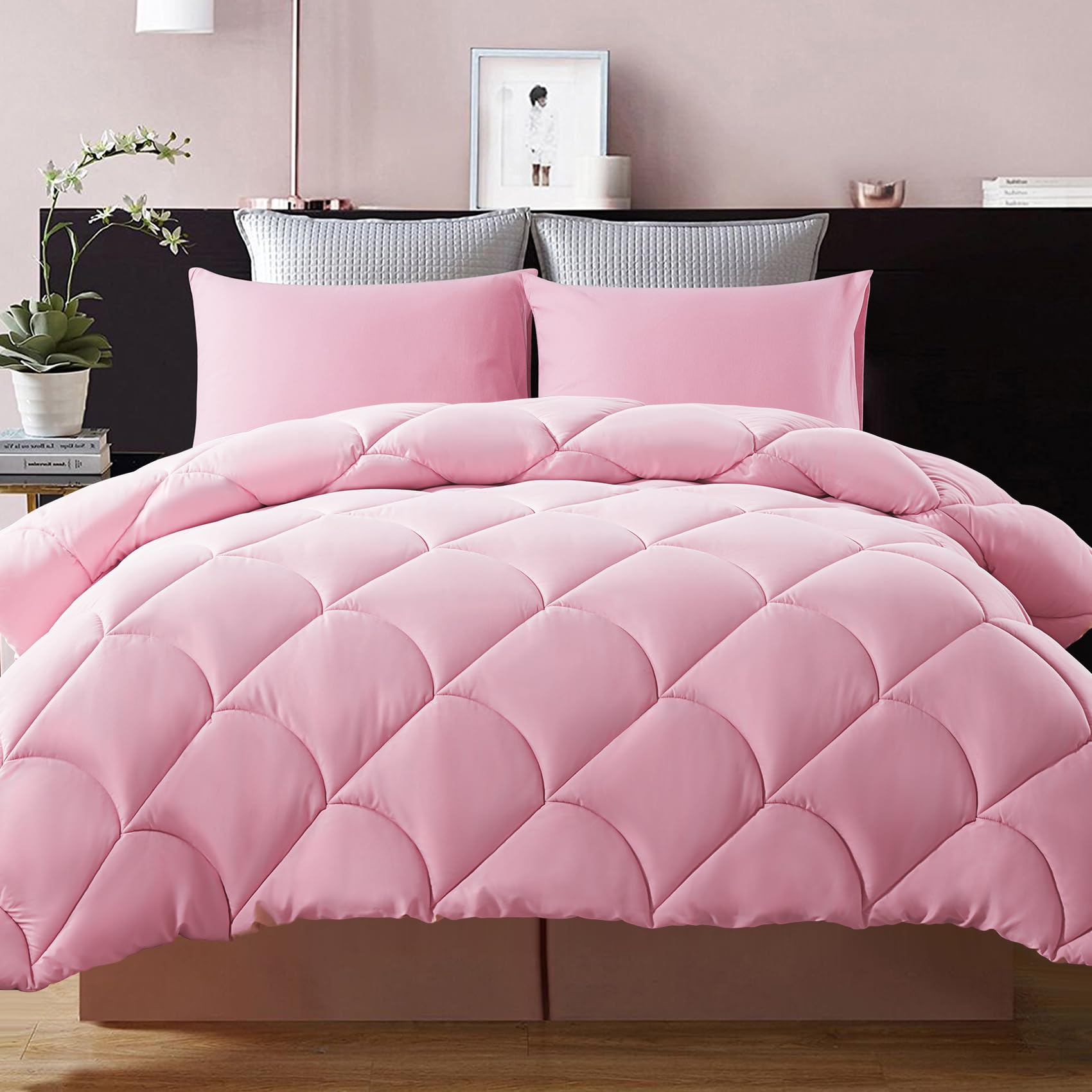 Decroom Lightweight Full Comforter Set With 2 Pillow Sham - 3 Pieces Set - Quilted Down Alternative Comforter/Duvet Insert For A