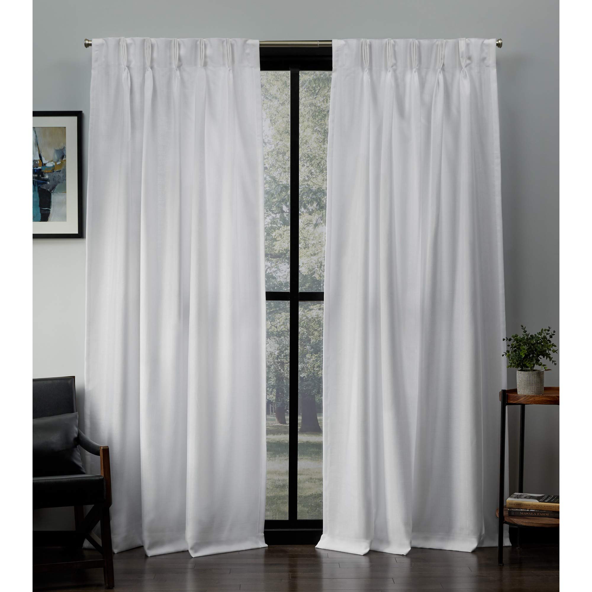 Exclusive Home Loha Light Filtering Pinch Pleat Curtain Panel Pair, 84'' Length, Winter White