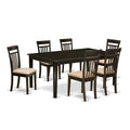 East West Furniture Henley 7 Piece Modern Set Consist of a Rectangle Wooden Table with Pedestal and 6 Linen Fabric Dining Room Chairs, 42x72 Inch, HECA7-CAP-C