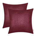 Brawarm Faux Leather Pillow Covers 20 X 20 Inches, Burgundy Leather Pillow Covers Pack Of 2, Crocodile Leather Decorative Throw