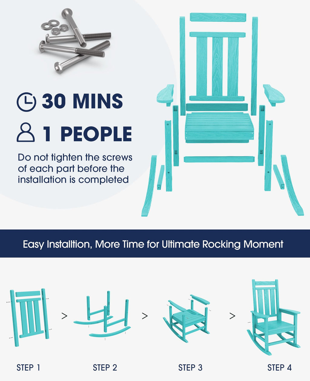 Kingyes Outdoor Patio Rocking Chair, Aruba