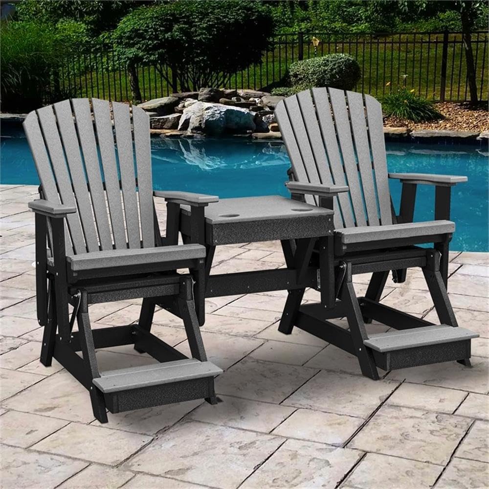 American Furniture Classics Balcony Height Table Double Glider, Light Gray & Black