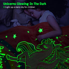 Unicorn Gifts Toys For Kids Girls - Glow In The Dark Blanket Age 1-13 Years Old Birthday Christmas Valentine'S Gift Easter Presents Toddler Teen Daughter Grandkids Rainbow Moon Stars Throw 50'X60'