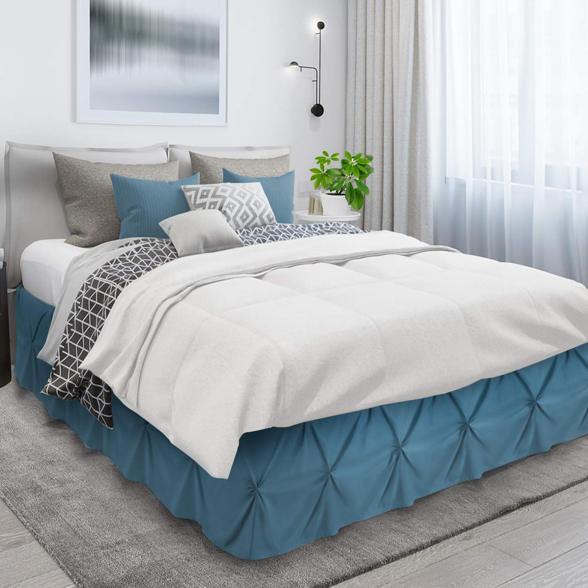 Nestl Dark Grey Bed Skirt Queen Size, Pinch Pleat Queen Bed Skirt, 14' Inch Drop Queen Bedskirt, Hotel Quality Dark Grey Bed Skirts Premium Microfiber Bedskirt For Queen Bed, Dark Grey Queen Bed Skirt