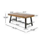 Christopher Knight Home Carlisle Outdoor Acacia Wood Coffee Table, Sandblast/Rustic Metal