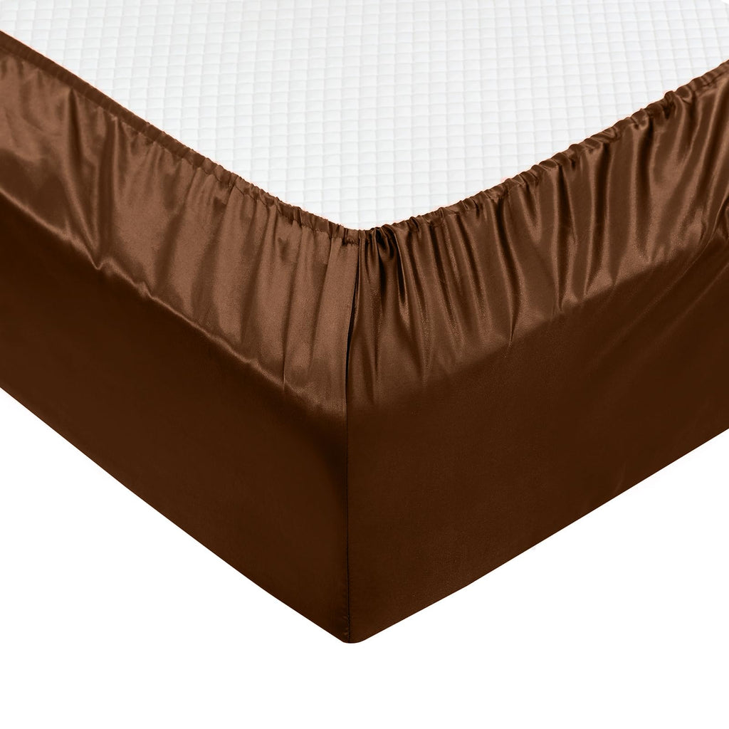 Treely 6 Piece Satin Sheets Queen Size Silky Smooth Brown Satin Sheet Set With Deep Pocket, Satin Fitted Sheet, Flat Sheet, 4 Sa