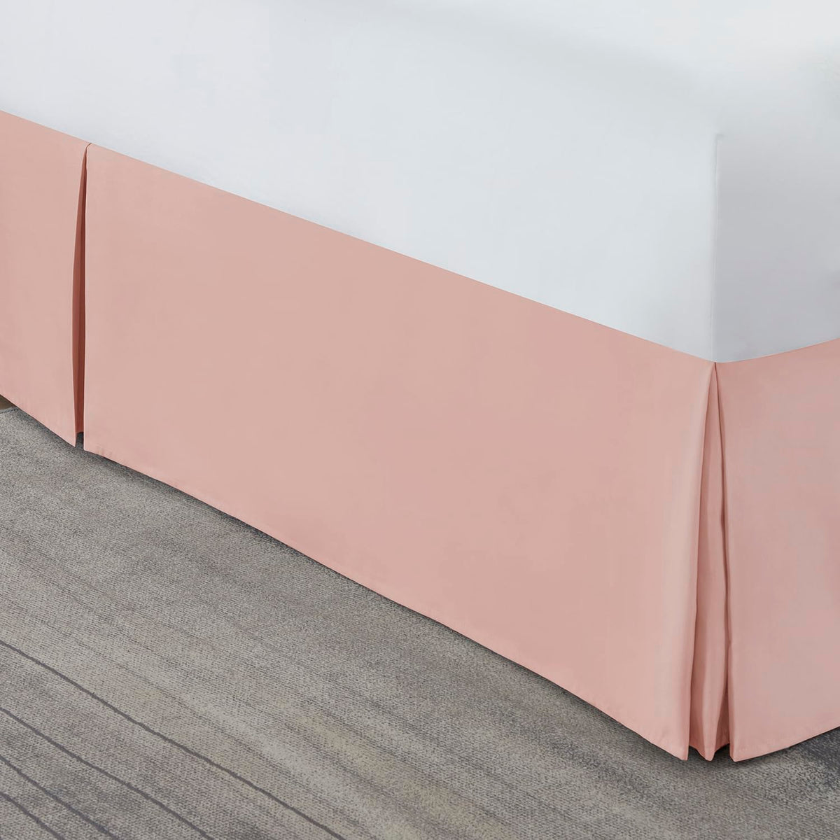 Nestl Peach Beige Bed Skirt Cal King Size - Cal King Bed Skirt 14 Inch Drop - Brushed Microfiber Bed Skirts - Hotel Quality Pleated Bed Skirt - Shrinkage & Fade Resistant