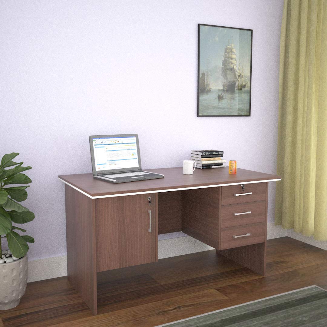 Wood You Office Table With 1 Door And 3 Drawers (L 135 Cm X B 76 Cm X H 75 Cm) | Study Table | Home Office |Suitable For Office