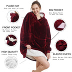 Aemilas Wearable Blanket Hoodie - Sherpa Blanket Sweatshirt As Birthday Gifts For Wife Women,Plush Hooded Blanket With Giant Poc