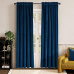 Lazzzy Navy Blue Velvet Curtains Room Darkening Thermal Insulated Curtains 84 Inch Long Window Drapes For Bedroom Living Room Super Soft Luxury Rod Pocket Window Treatment, 2 Panels