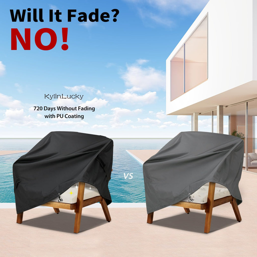 Kylinlucky Patio Furniture Chair Covers Waterproof 35W X 38D X31H Inches 2 Pack, Lawn Outdoor Chair Covers Black