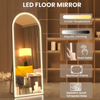 Pertetey 83X36 Inch Led Arched Full Length Mirror With Lights, Black Frame Lighted Floor Mirror, Dimmable & 3 Color Modes Led Fu
