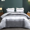 Whale Flotilla 3-Piece Reversible King Size Silk Comforter Set/Bedding Set, Luxury Soft Satin Comforter With 2 Satin Pillowcases