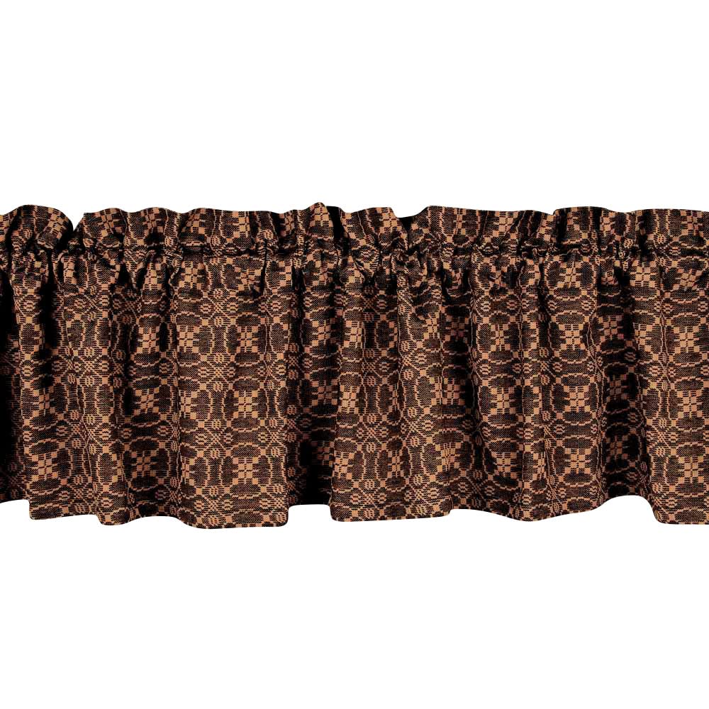 Marshfield Jacquard Woven Black and Tan 72 x 15.5 Valance by Raghu
