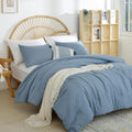 Weigelia Dusty Blue Comforter Queen Size 3Pcs Bed Comforter With 2 Pillowcases - Ligtweight Soft Solid Blue All Season Queen Com