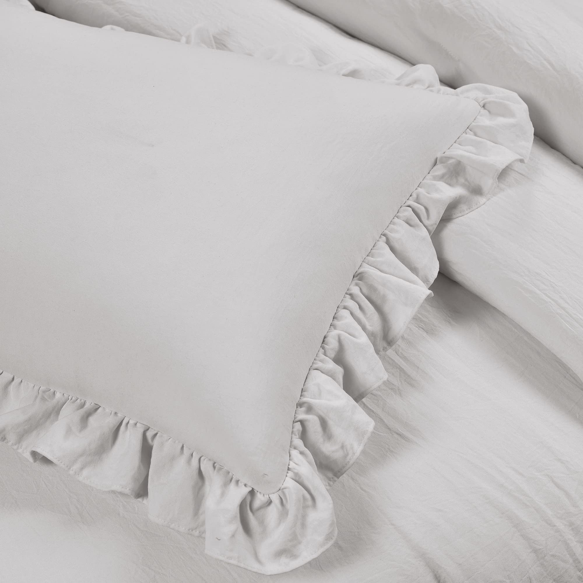Lush Decor Reyna Ruffle Daybed Set - 6 Piece Cozy Ruffled Bedding Set - Timeless Elegance And Comfort - 68'' W X 92'' L, Light G