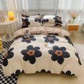 Wellboo Floral Comforter Sets Women Girls White And Black Botanical Beddings Full Black Floral Quilts Cotton Large Flower Plant 