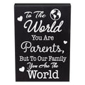 JennyGems Parent Gifts for Anniversary, To the World You Are Parents Wooden Sign, Gift for Parents, Mom and Dad, Shelf Decor and