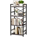 Homeiju Grey Bookshelf, 4 Tier Small Bookcase, Grey Metal Small Bookcase For Cd/Movie/Book, Book Shelf Organization And Storage
