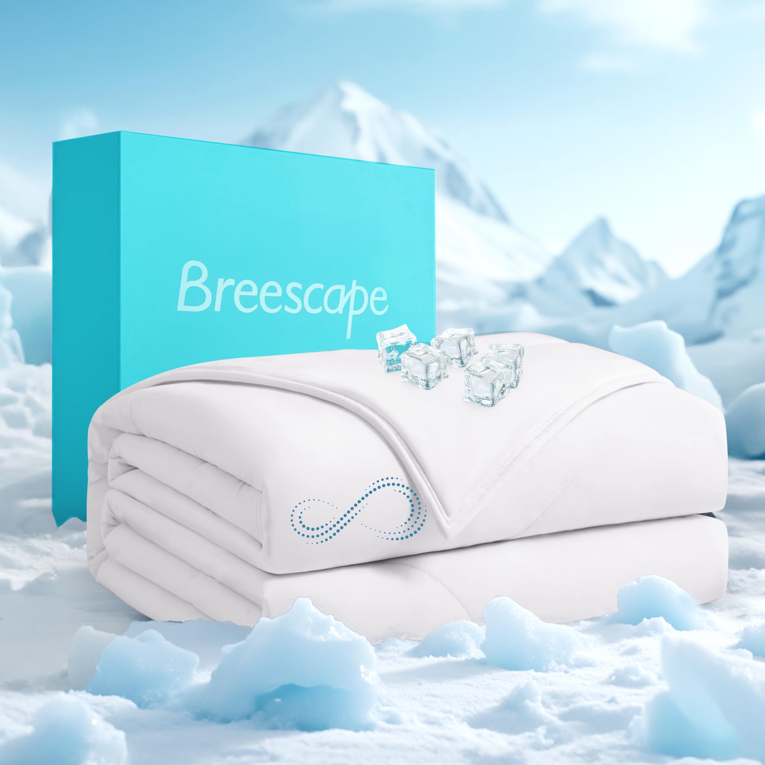 Breescape Cooling Comforter Throw Size - Blendtek Q-Max>0.46 Tech, Breathable Blanket For Hot Sleepers & Night Sweats Relief, Pr