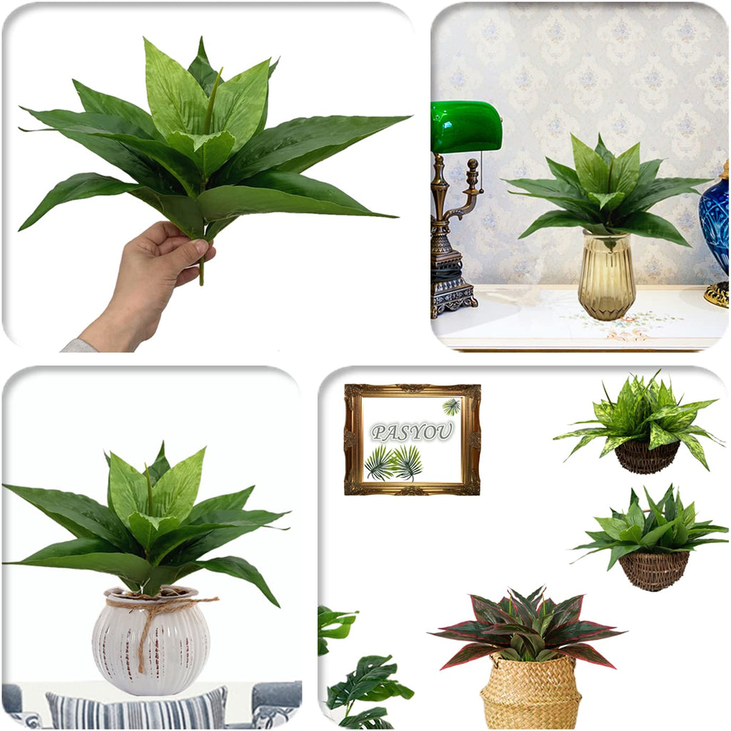 Artificial Agave Fake Plant, 10 Inches Faux Shrubs Bushes Plants For Indoor Outdoor Bedroom Garden Greenery Uv Resistant Leaves