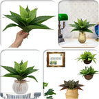 Artificial Agave Fake Plant, 10 Inches Faux Shrubs Bushes Plants For Indoor Outdoor Bedroom Garden Greenery Uv Resistant Leaves