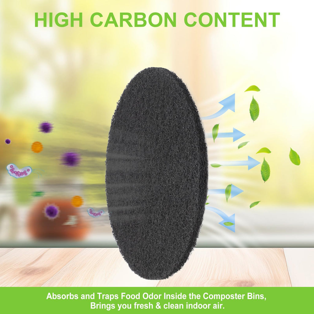 6 Pack Charcoal Filters For Kitchen Compost Bins - Thickening Compost Bin Filters Activated Carbon Filters For Kitchen Compost B