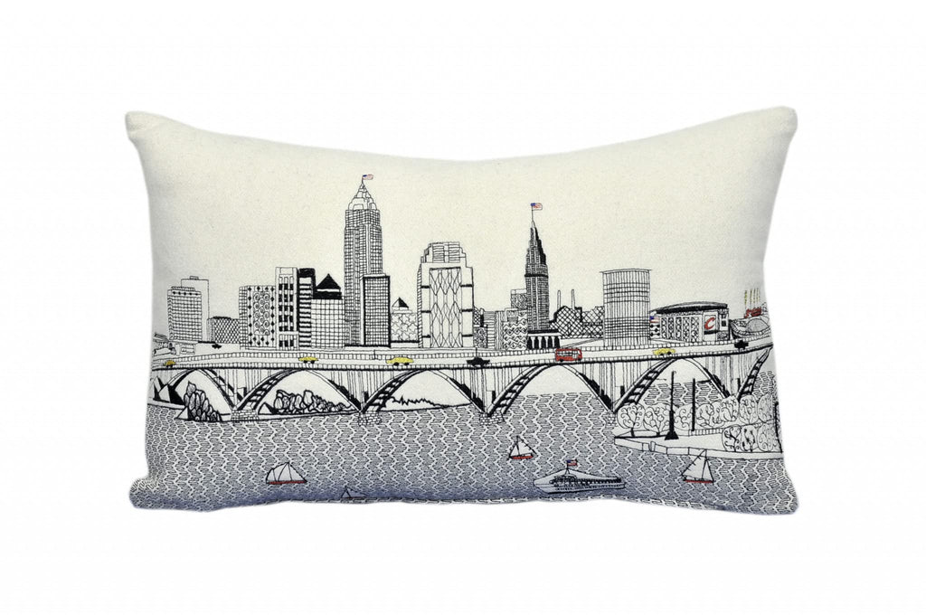 HomeRoots Cream 24' White Cleveland Daylight Skyline Lumbar Decorative Pillow