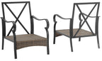 Crosley Furniture Dahlia 2-Piece Outdoor Chair Set, Patio Chairs For Conversation, Porch, Deck, Balcony, Matte Black With Taupe Cushions