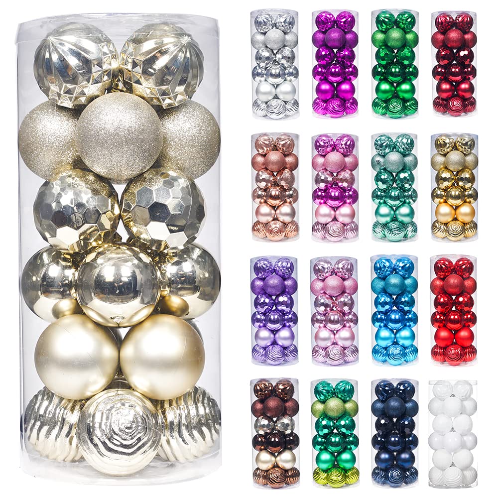 XmasExp 24ct Christmas Ball Ornaments Shatterproof Xmas Tree Hanging Balls Decorations Perfect for Holiday Wedding Christmas Dec