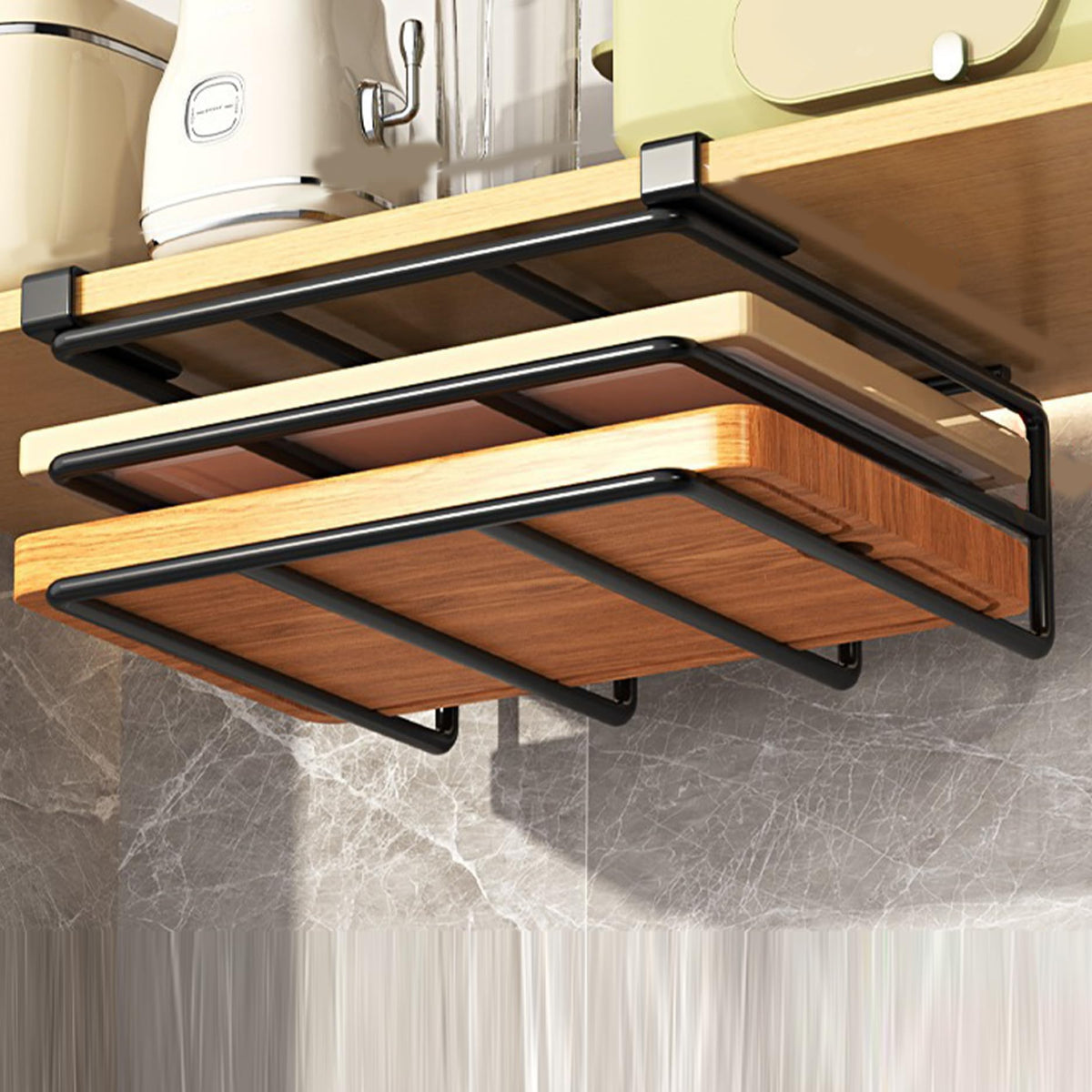 Cutting Board Organizer, Under Cabinet Cutting Board Holder Metal Cutting Board Organizer Space Saving Under Shelf Chopping Boar