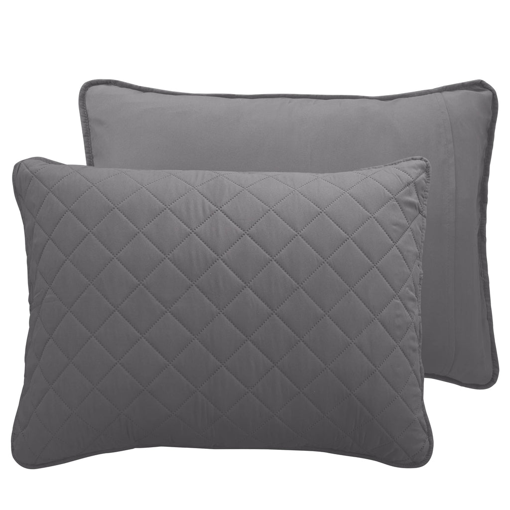 Easy-Going Twin Size Reversible Quilt Set With 1 Quilt And 1 Pillow Shams, Soft Bed Quilt Cover, Water Resistant Lightweight Microfiber Bedspread, Stain Resistant, Gray/Light Gray