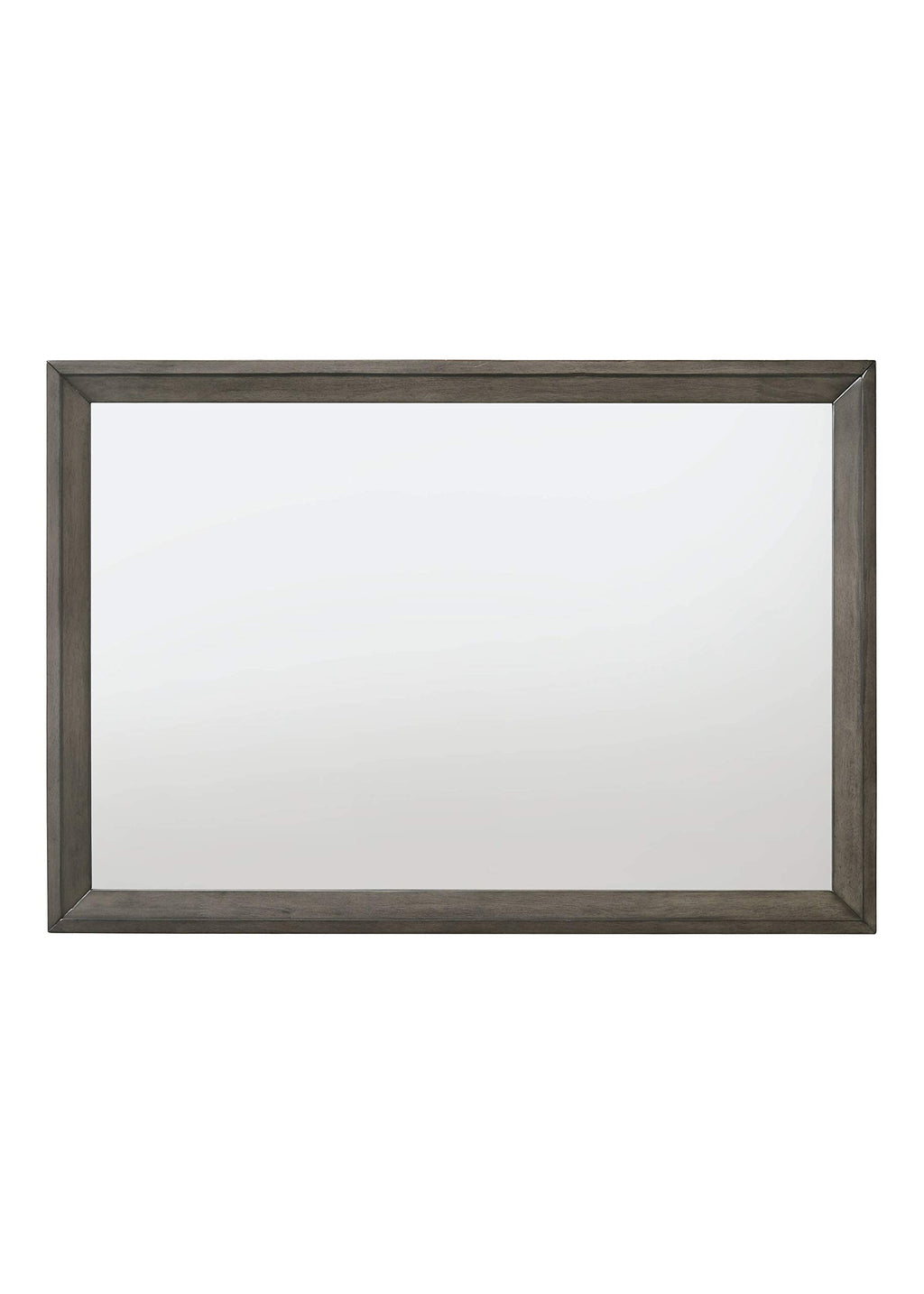 Acme Escher Rectangular Wooden Frame Mirror In Gray Oak