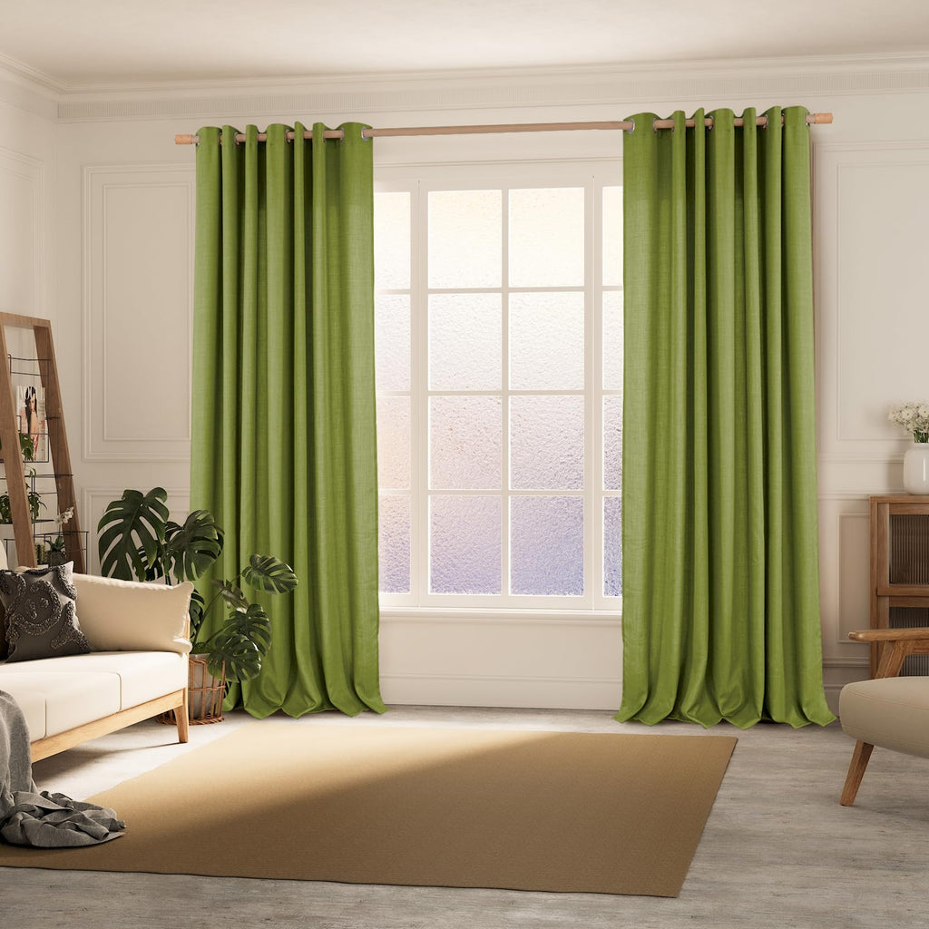 Bgment Curtains 63 Inch Length 2 Panels Set For Bedroom, Grommet Thick Linen Look Burlap Textured Light Filtering Privacy Window Drapes For Farmhouse Living Room, 42 X 63 Inch, Olive Green