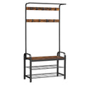 VASAGLE Coat Rack, Hall Tree with Shoe Bench for Entryway, Entryway Bench with Coat Rack, 4-in-1, with 9 Removable Hooks, a Hang