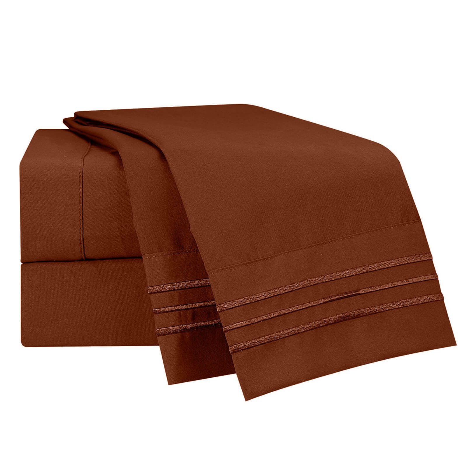 Clara Clark Bed Sheets, Premier 1800 Series 4 Piece Bed Sheet Set, Deep Pocket, Wrinkle, Fade, Stain Resistant, Luxury Soft Bedding Sheets & Pillowcases, King, Burnt Sienna